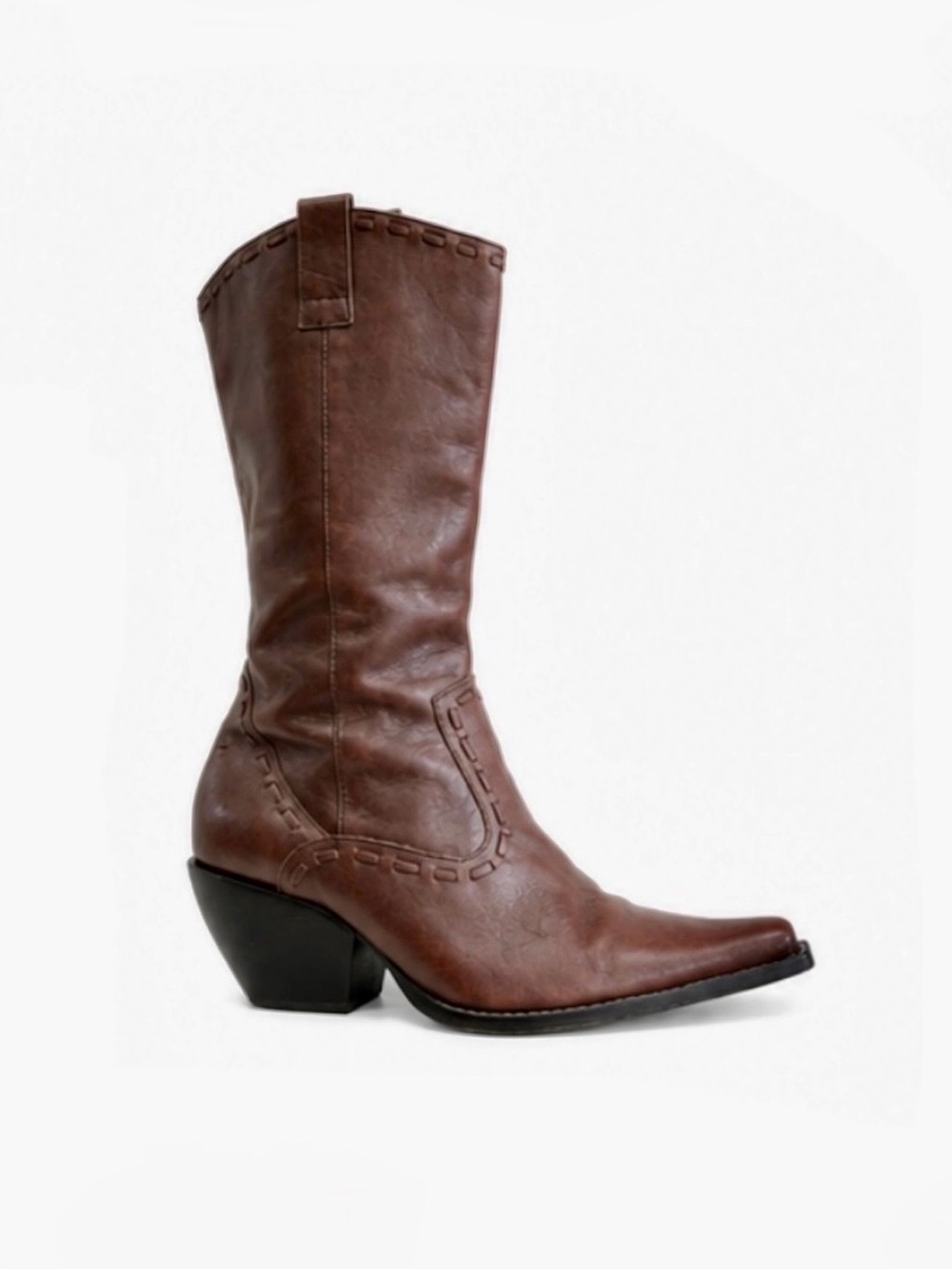 Cathy Jean Brown Western Mid-Calf Leather Boots - Women's